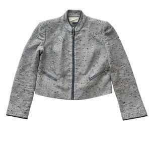 Magaschoni Tweed Blazer Jacket Navy Blue White Size 0 XS Italy Vintage formal